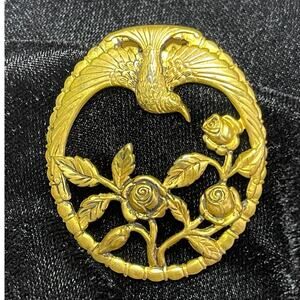 Vintage Dress Clip Hummingbird Bird Flowers Vtg Costume Jewelry m09
